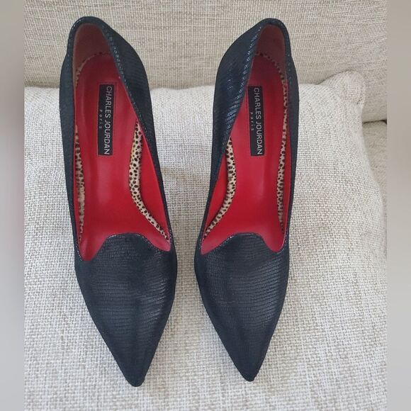 Charles Jourdan Paris Shoes Heels Black Suede Sz 8.5 - Picture 6 of 14